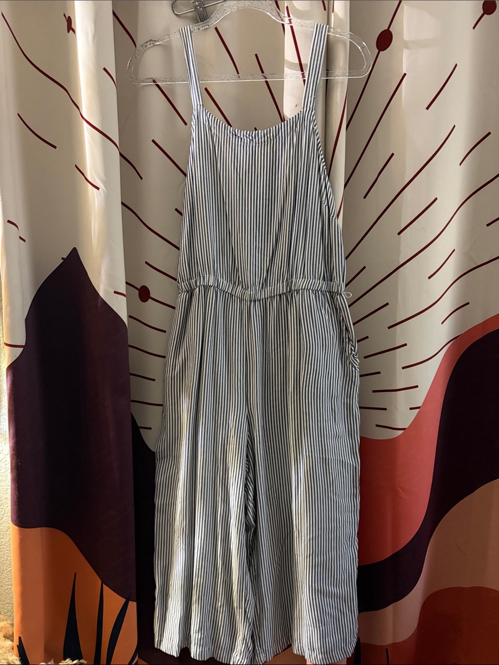Old Navy Blue and White Striped Wide‑Leg Jumpsuit